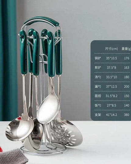 7pcs stainless steel spatula soup spoon kitchenware set cooking spatula kitchen supplies ceramic handle Nordic kitchen tools