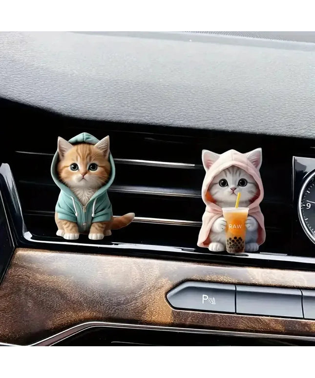 2pcs Cute Cat Acrylic Car Air Freshener - Long Lasting Scent Vent Clip Aromatherapy Decoration - Freshen Your Journey